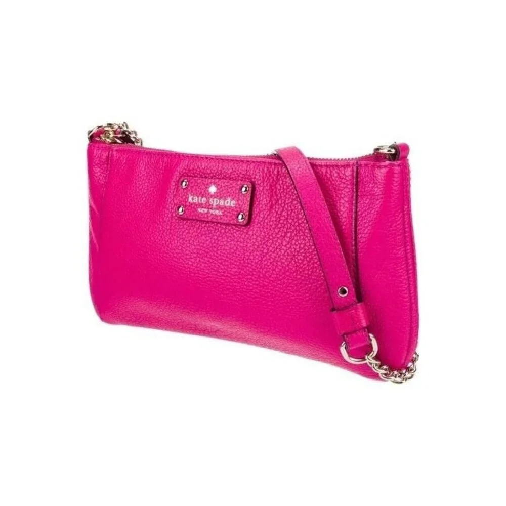 Kate Spade Pink Leather Chain-Link Zip Shoulder Bag - Picture 2 of 5